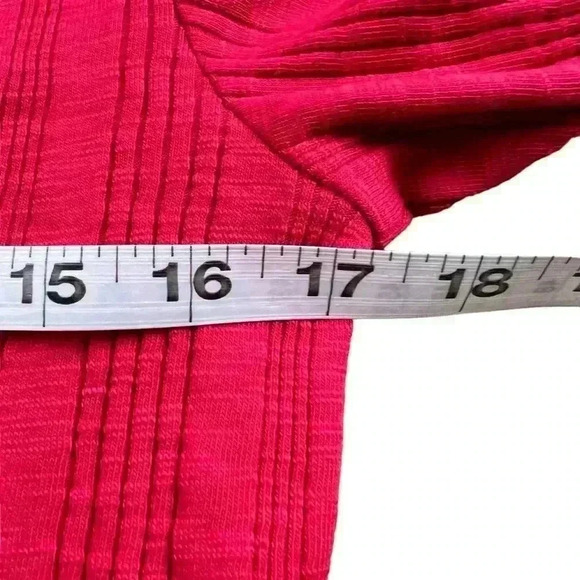 Free Assembly Red Crewneck Tie Neck Short Sleeve Knit Top Size Medium - Picture 4 of 4